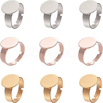 Unicraftale Adjustable 304 Stainless Steel Finger Rings Components STAS-UN0004-22-1