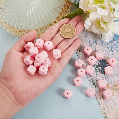 26Pcs 26 Style Silicone Alphabet Beads for Bracelet or Necklace Making SIL-SZ0001-01B-1