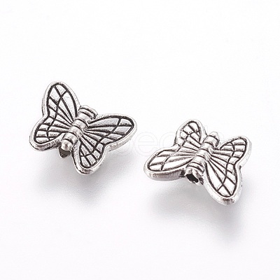 Tibetan Style Alloy Butterfly Beads TIBEB-701-AS-LF-1