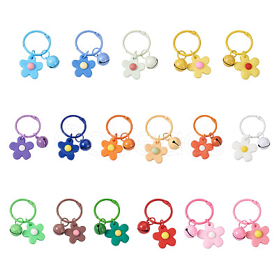 Biyun 17Pcs 17 Colors Soft Rubber Pendant Keychains KEYC-BY0001-03-1