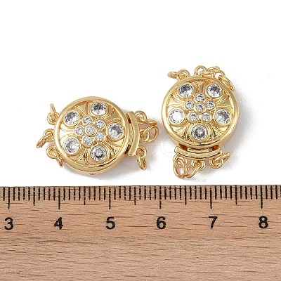 Rack Plating Brass Micro Pave Clear Cubic Zirconia Box Clasps KK-G494-10G-1