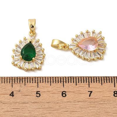 Brass Micro Pave Cubic Zirconia Pendants KK-R162-070G-1