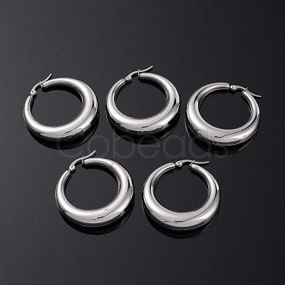 Tarnish Resistant Ring 304 Stainless Steel Hoop Earrings EJEW-O032-02P-1