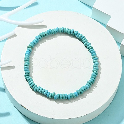 Synthetic Turquoise Flat Round Beaded Stretch Bracelets for Women BJEW-JB09717-07-1