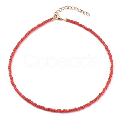 Round Opaque Colours Glass Seed Beaded Necklaces NJEW-JN03362-01-1