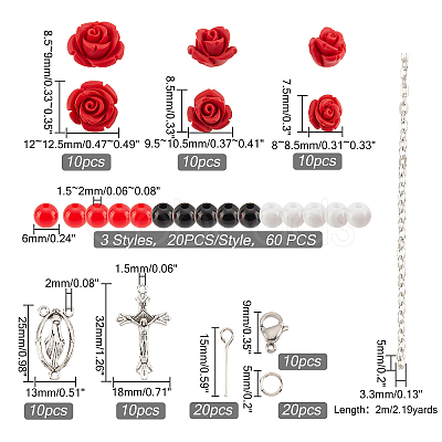 SUPERFINDINGS Religion and Rose Beads Necklace DIY Making Kit DIY-FH0004-05-1