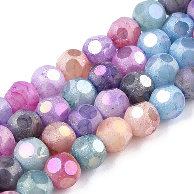 Opaque Frosted Glass Beads Strands EGLA-N006-076I-1