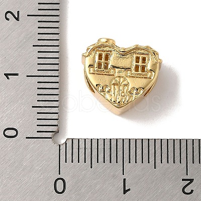 Heart Rack Plating Brass Micro Pave Cubic Zirconia European Beads KK-G511-02A-G-1