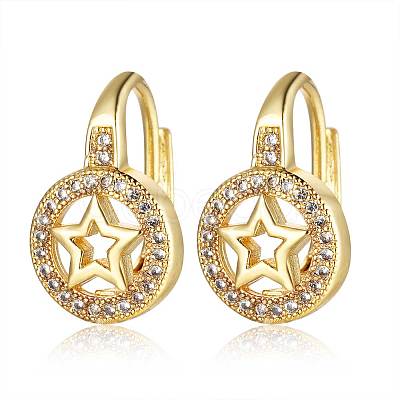 Brass Micro Pave Cubic Zirconia Pentacle Leverback Earrings EJEW-S205-JN467-2-1