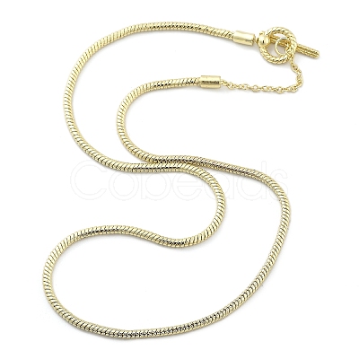 Brass Round Snake Chain Necklaces with OT Clasps for Men Women NJEW-G160-06G-1