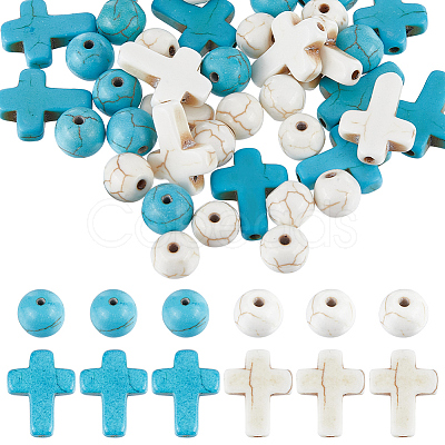 SUNNYCLUE 8 Strands 4 Styles Synthetic Turquoise Beads Strands TURQ-SC0001-19B-1