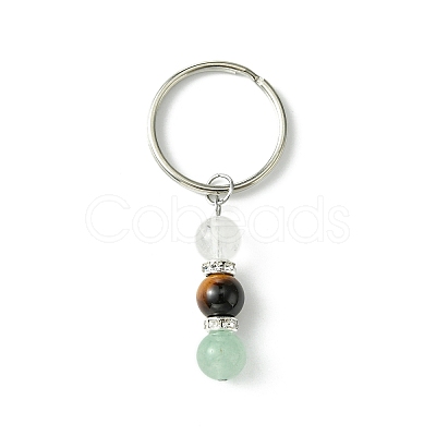 Gemstone Round Beaded Pendant Keychain KEYC-JKC00849-1