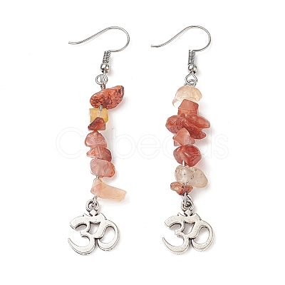 Natural Gemstone Chips Dangle Earrings EJEW-G336-01AS-1