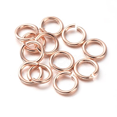 Eco-Friendly PVD Vacuum Plating & Long-Lasting Plated Brass Open Jump Rings X-KK-E663-6mm-RG-1