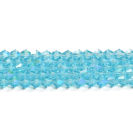 Transparent Electroplate Glass Beads Strands EGLA-A039-T6mm-L20-1