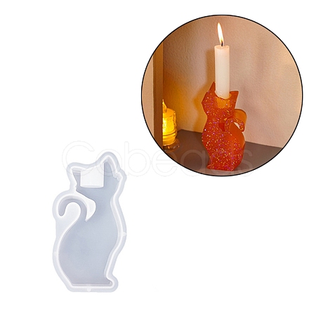 Lovely Cat Shape Candlestick Silhouette Silicone Molds SIMO-C010-01B-1