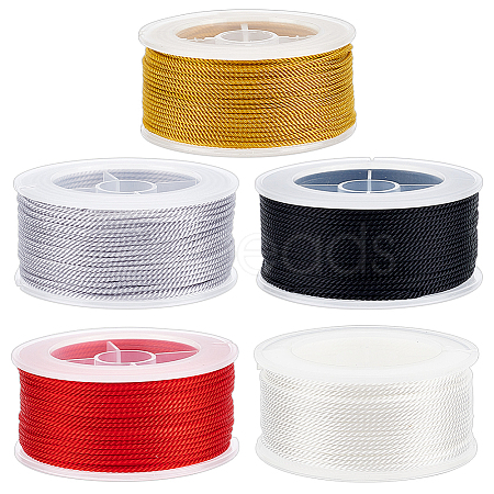 Olycraft 5Rolls 5 Colors 3-ply Nylon Milan Cord OCOR-OC0001-40C-1