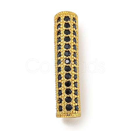 Brass Micro Pave Black Cubic Zirconia Beads KK-G493-12G-02-1