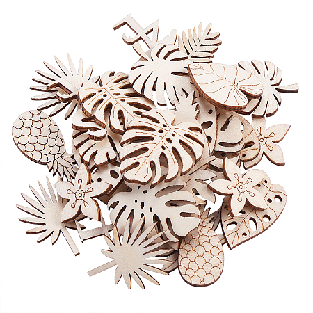 100Pcs Unfinished Wood Piece Decorations WOOD-CJ0001-58-1