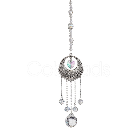 Alloy Flat Round Hanging Ornaments HJEW-JM01938-1