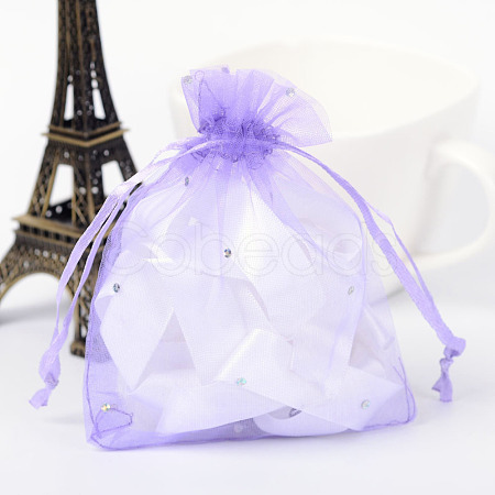 Rectangle Organza Bags with Glitter Sequins X-OP-R020-10x12-05-1