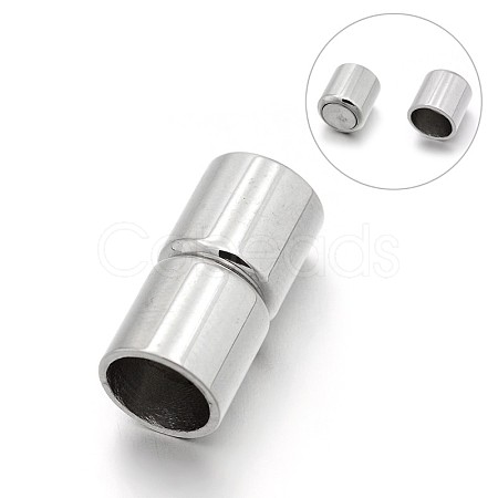 Smooth 304 Stainless Steel Tube Magnetic Clasps with Glue-in Ends STAS-E089-100P-1