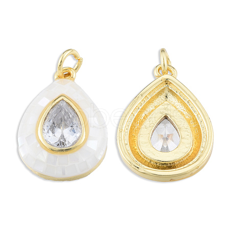 Brass Pave Clear Cubic Zirconia Pendants KK-N227-94D-1