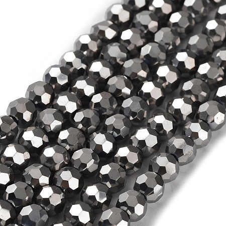 Faceted(32 Facets) Electroplate Glass Bead Strands X-EGLA-R042-6mm-06-1