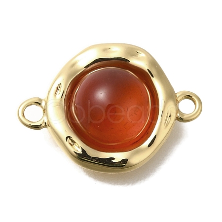 Natural Carnelian(Dyed & Heated) Flat Round Links Connector Charms KK-K388-04G-1