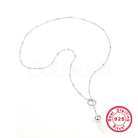 925 Sterling Silver Round Bead Adjustable Necklace MD2297-1