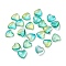 Transparent Glass Cabochons, Heart, Turquoise, 8x8x3mm