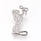 Brass Micro Pave Cubic Zirconia Pendants, Long-Lasting Plated, Lead Free & Cadmium Free & Nickel Free, Mother and Baby, Clear, Real Platinum Plated, 23x12.5x6.5mm, Hole: 3x3mm