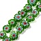 Handmade Millefiori Lampwork Beads Strands, Flower, Green, 13x13x3.5mm, Hole: 0.6mm, about 28pcs/strand, 13.58''(34.5cm)