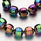 Electroplate Non-magnetic Synthetic Hematite Bead Strands, Faceted, Round, Multi-color Plated, 10x10mm, Hole: 1mm, about 40pcs/strand, 15.7 inch