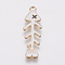 Zinc Alloy Enamel Pendants, Fishbone, Golden, White, 35x11x1.2mm, Hole: 1.8mm