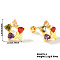 Chic Flower Ear Plugs Gauges, with Shiny Rhinestone for Fashionable Women, Golden, Colorful, 11x11mm