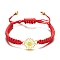 Alloy Cord Bracelets, with Wax Cord, Red, Inner Diameter: 2-3/8 inch(6cm)