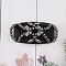 Wood Hair Bun Maker, Stretch Double Hair Comb, with Plastic Bead and Rhinestone, Black, 75x107mm