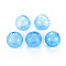 Transparent Handmade Blown Glass Globe Beads, Stripe Pattern, Round, Light Sky Blue, 12.5~13.5mm, Hole: 1~2mm