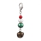 Christmas Iron Bell Pendant Decoration, Glass Pearl Beads and Alloy Lobster Claw Clasps for Bag Ornaments, Colorful, 62mm