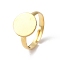 304 Stainless Steel Pad Ring Settings, Flat Round, Real 18K Gold Plated, US Size 7 1/4(17.5mm), Tray: 10mm.