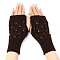 Warm Knitted Acrylic Fiber Half Sleeve Gloves, Women's Autumn and Winter Exposed Finger Sleeve, Coconut Brown, 200x75mm