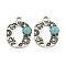 Synthetic Turquoise & Alloy Pendants, Letter Charms, Antique Silver, Letter O, 25x19x4.5mm, Hole: 3mm