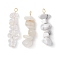 Gradient Color Natural Quartz Crystal & Natural Howlite & White Moonstone Chip Beaded Pendants, with 304 Stainless Steel Loops, Golden, 28~34x7~10x7~10mm, Hole: 2x3mm, 3pcs/set