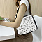 Flower Printed Polyester Shoulder Bags, for Women Bags, Rectangle, White, 28.5x24x7.5cm