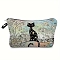 Cat Linen Waterproof Bag, Multipurpose Travel Toiletry Pouch with Metal Zipper, Beige, 25x17x6cm