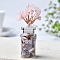 Natural Rose Quartz Chips Tree Decorations, Glass Wishing Bottle Base with Copper Wire Feng Shui Energy Stone Gift for Home Desktop Decoration, 60mm