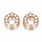 Brass Micro Pave Clear Cubic Zirconia Peg Bails Pendants, for Half Drilled Beads, Nickel Free, Donut, Golden, 17x15x5.5mm, Hole: 1mm, Pin: 1mm