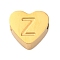 Ion Plating(IP) Tarnish Resistant 304 Stainless Steel Beads, Heart with Letter, Golden, Letter Z, 7x8x3mm, Hole: 2mm