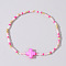 Beach Vacation Style Shell Cross & Glass & Brass Beaded Stretch Bracelets for Women, Hot Pink, 6-1/2 inch(16.5cm)